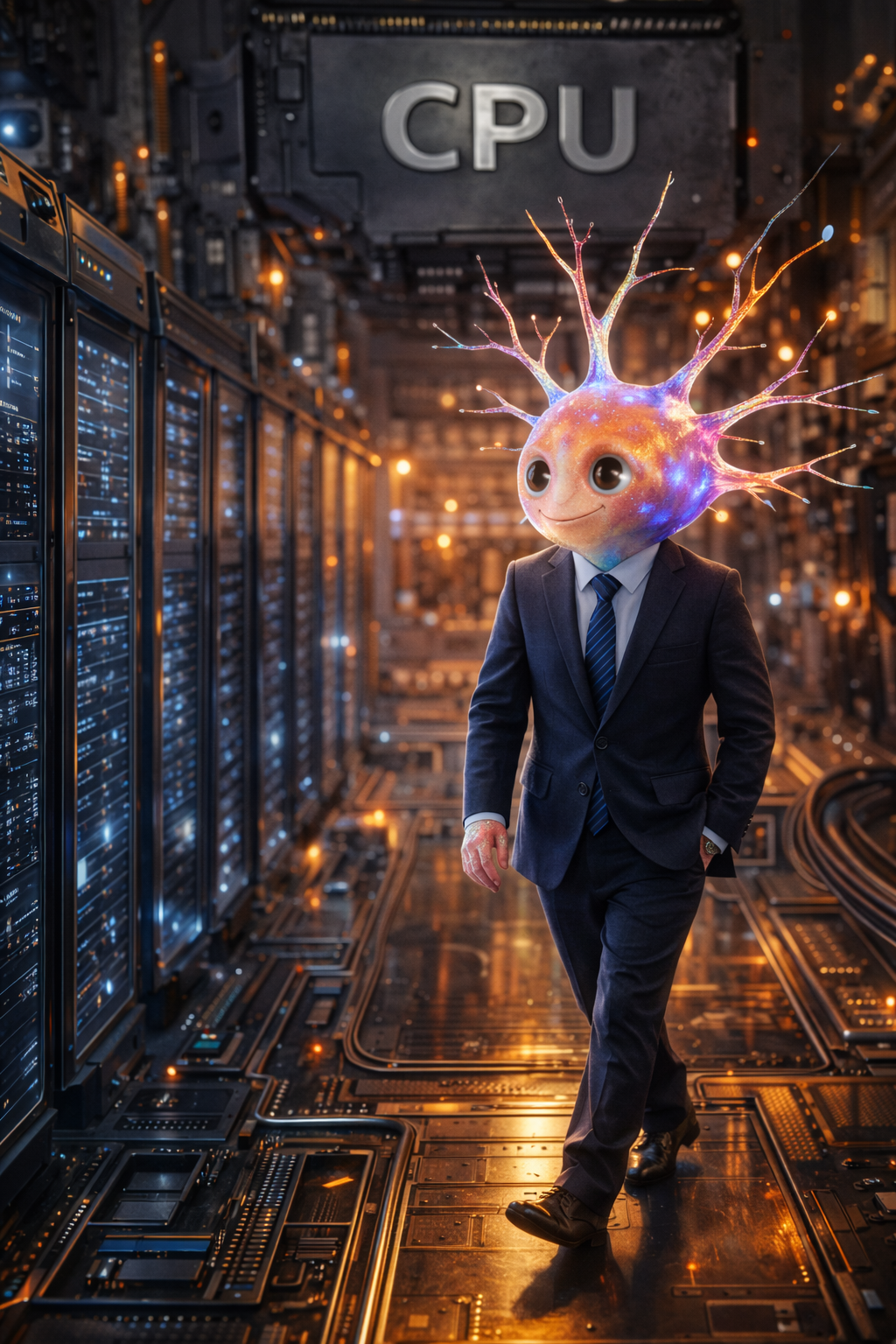 The neuron walking through a server room